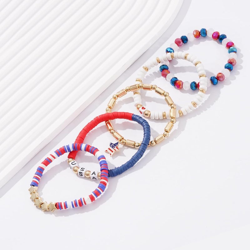 Aigrnc Boho Beaded Stretch Bracelets For Women Stackable Crystal Gold Plated Beaded Bracelets Set Trendy Handmade Friendship Braeclet Jewelry Gifts - Image 2